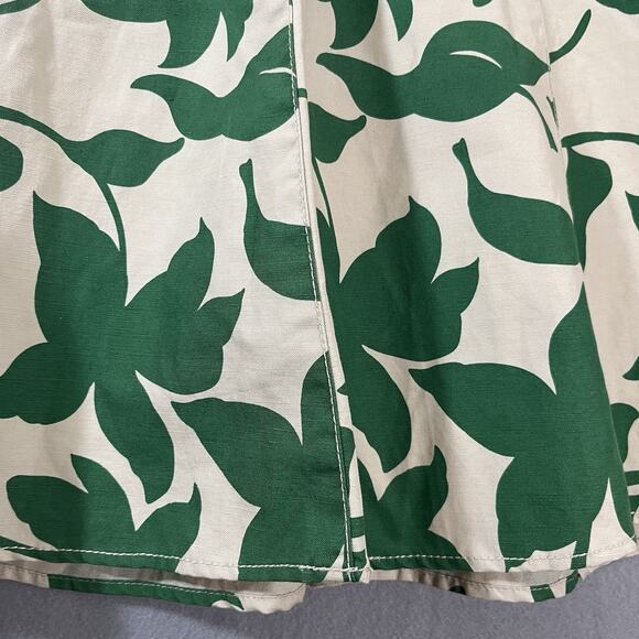 Banana Republic Womens Linen Green Leaf A-Line Knee Length Flared‎ Skirt Size 4 - Picture 4 of 12